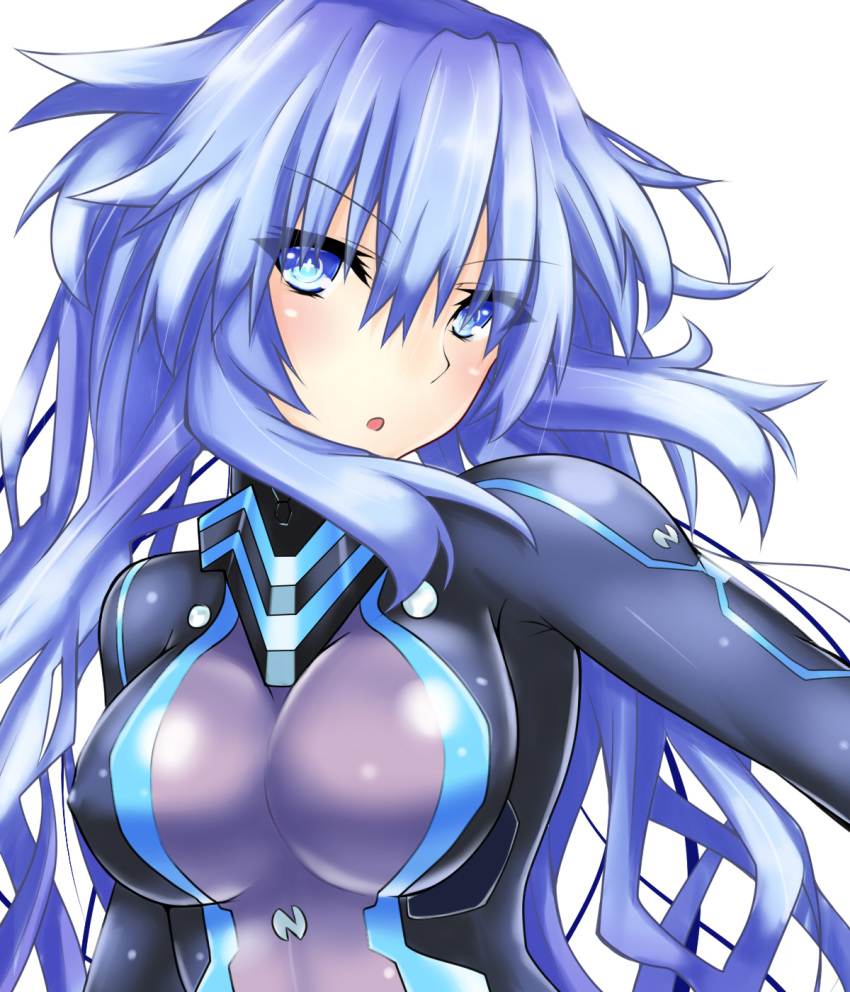 1girl blue_eyes bodysuit braid choujigen_game_neptune highres long_hair neptune_(choujigen_game_neptune) neptune_(series) next_purple purple_hair purple_heart shin_jigen_game_neptune_vii symbol-shaped_pupils twin_braids