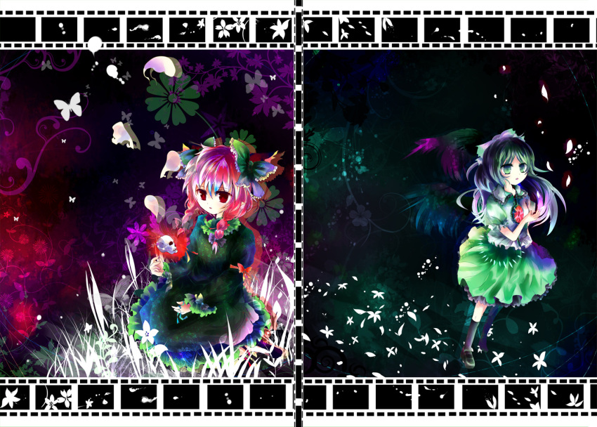 2girls colorful kaenbyou_rin kazu_(muchuukai) reiuji_utsuho touhou
