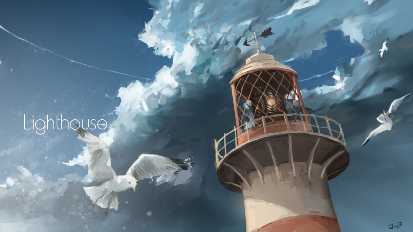animal artist_name bird clouds jn3 lighthouse no_humans original seagull