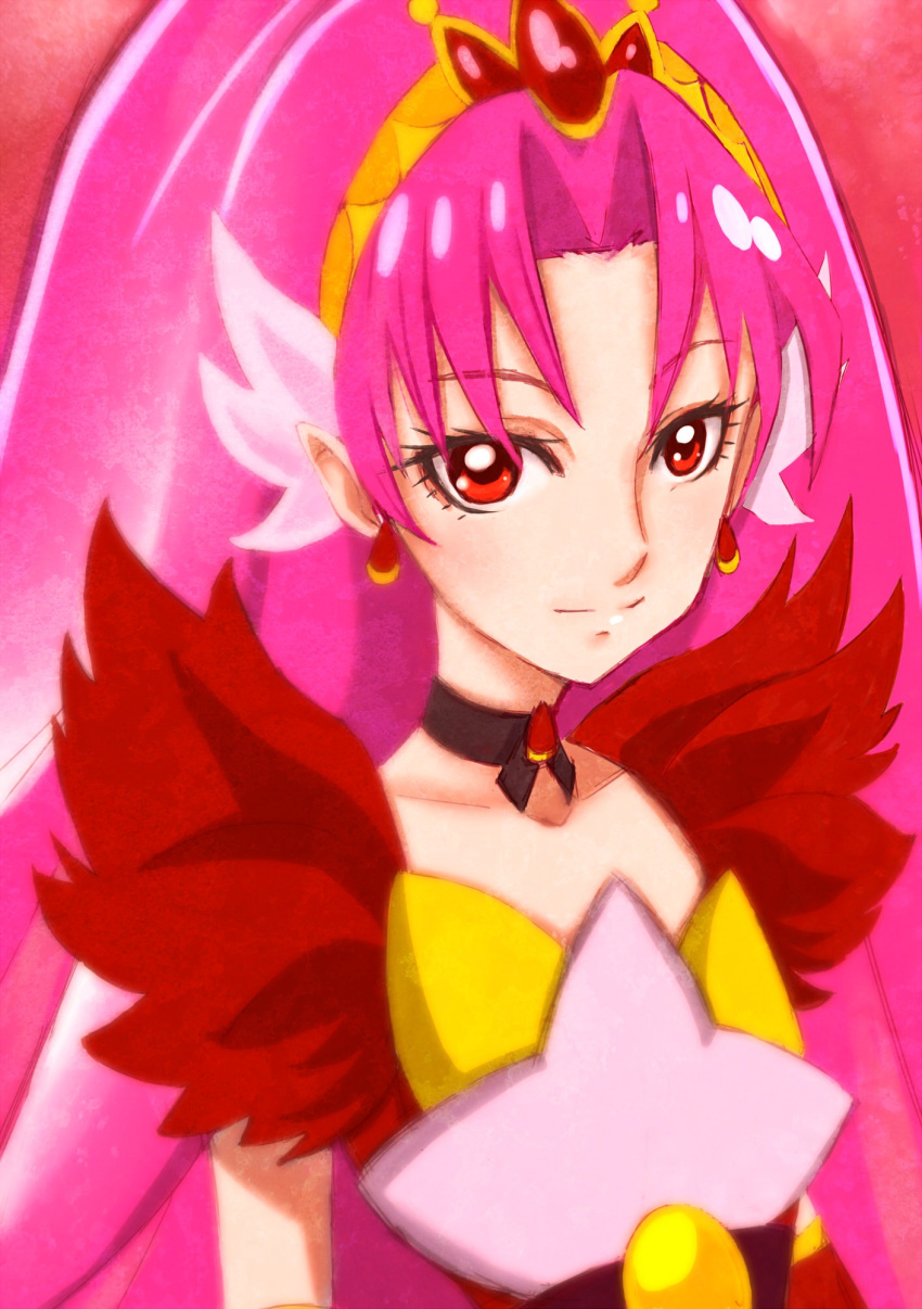 amawa_kazuhiro commentary_request cure_scarlet earrings go!_princess_precure highres jewelry pink_hair precure quad_tails towa_(go!_princess_precure)