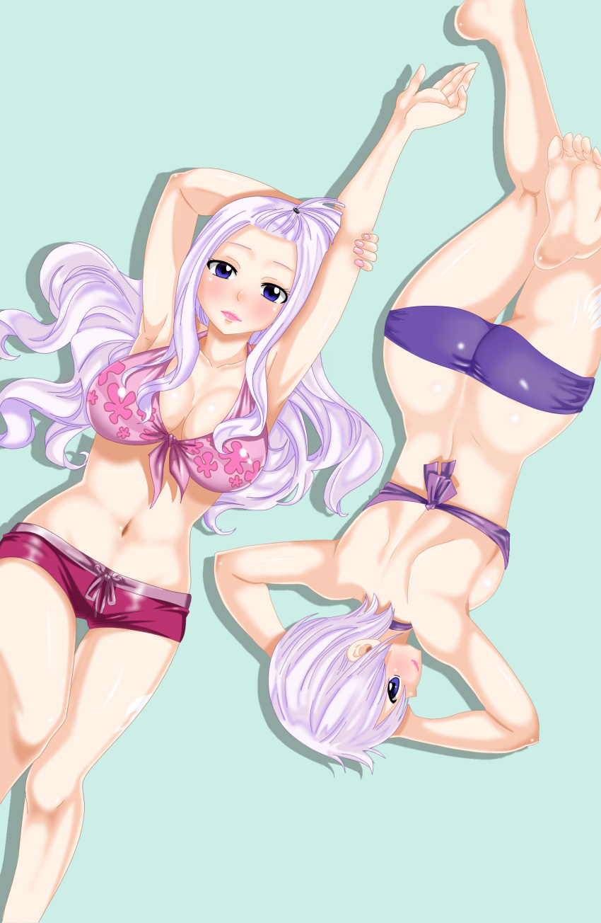 2girls ass blue_eyes breasts fairy_tail high_resolution large_breasts lisanna_strauss mirajane_strauss multiple_girls siblings sisters soles very_high_resolution white_hair