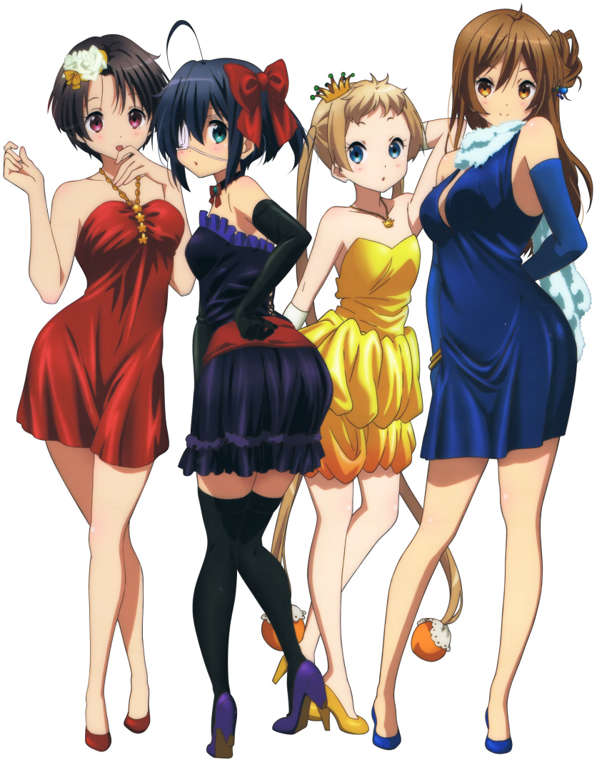 4girls chuunibyou_demo_koi_ga_shitai! dekomori_sanae dress extraction highres multiple_girls nibutani_shinka takanashi_rikka transparent_background tsuyuri_kumin