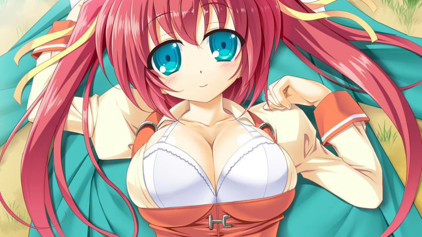 16:9_aspect_ratio blue_eyes breasts cg_art cleavage female large_breasts maple_colors_hhh_class_zenin_ore_no_yome! natsuiro_kokoa pink_hair solo twintails