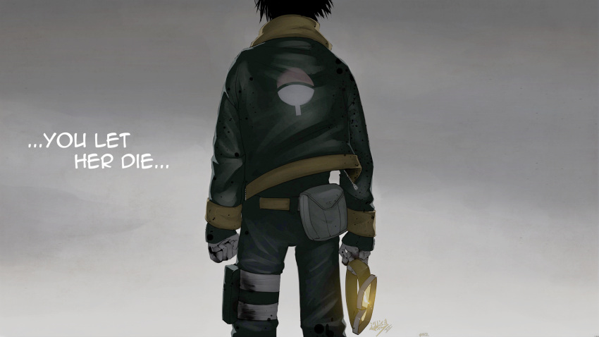 black_hair blood bloody_clothes clenched_hands from_behind goggles goggles_removed highres mike_nesbitt naruto naruto_shippuuden short_hair solo spoilers uchiha_obito wallpaper