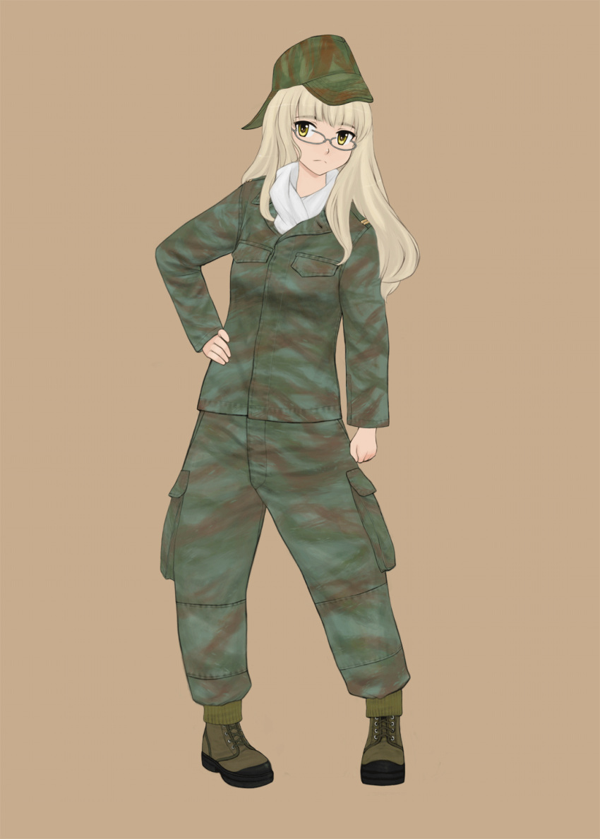boots french_army glasses hat highres komii military military_uniform perrine_h_clostermann scarf strike_witches uniform