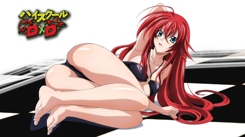 blue_eyes high_school_dxd highres long_hair looking_at_viewer open_mouth redhead rias_gremory swimsuit