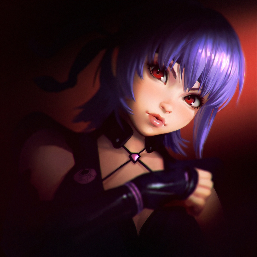 ayane ayane_(doa) dead_or_alive headband ilya_kuvshinov lips purple_hair red_eyes short_hair