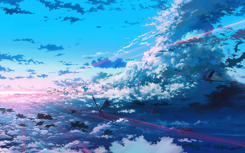 background cloud clouds dragon highres original scenery sky wallpaper