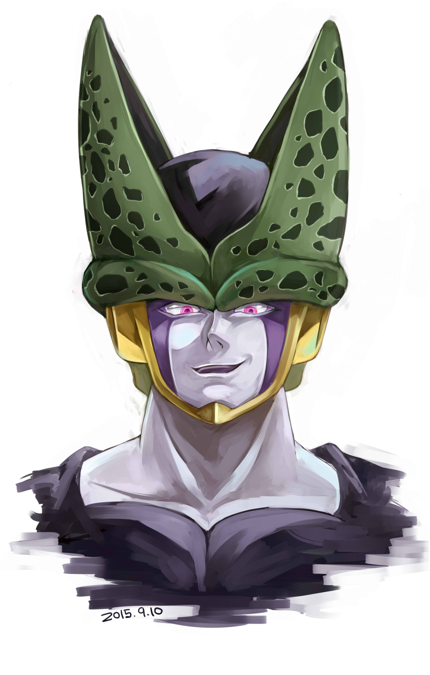 absurdres cell_(dragon_ball) dated dragon_ball dragon_ball_z face highres horns mine1225 neck pink_eyes portrait solo