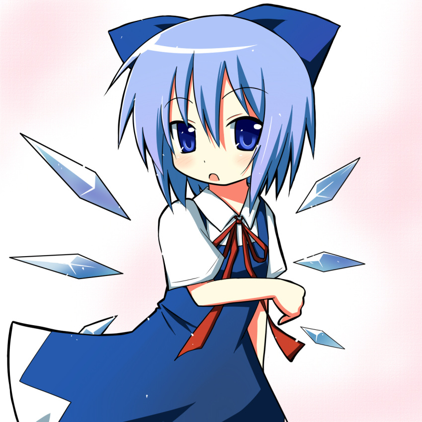 artist_request bad_id blue_eyes blue_hair cirno highres ichihina ribbon short_hair solo touhou wings