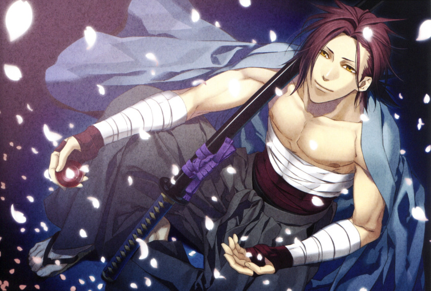 hakuouki_shinsengumi_kitan harada_sanosuke kazuki_yone red_hair yellow_eyes