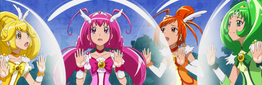 4girls absurdres bubble cure_happy cure_march cure_peace cure_sunny highres multiple_girls precure screencap smile_precure!