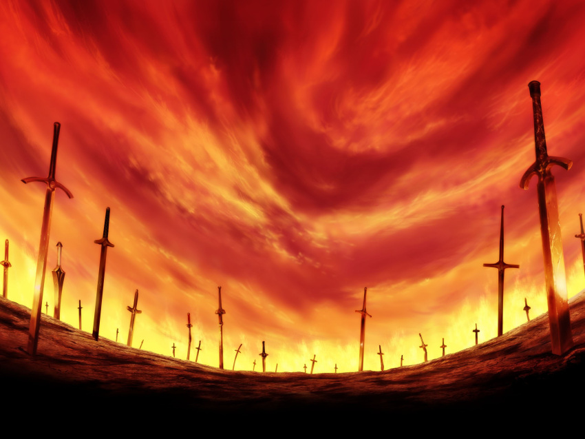 fate/stay_night fate_(series) highres no_humans sky sword unlimited_blade_works weapon