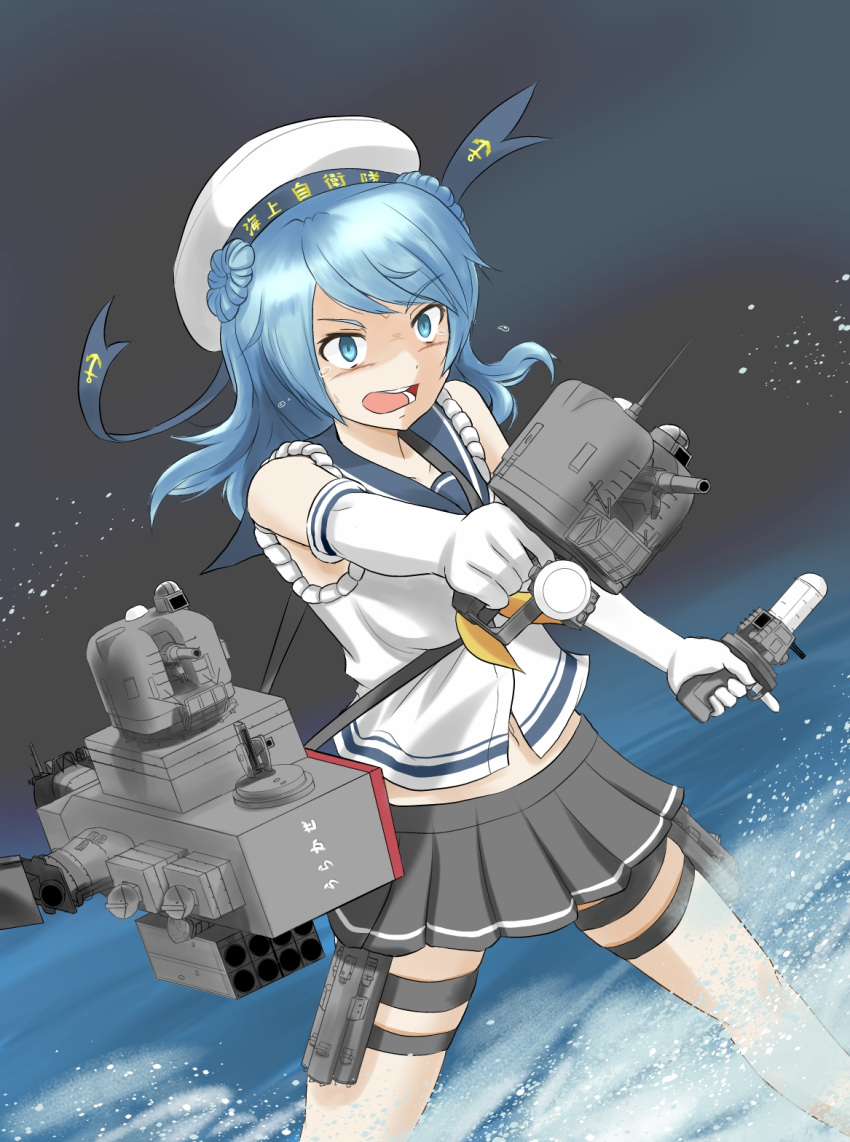 1girl boukoku_no_aegis highres kantai_collection maaranto phalanx_ciws solo spotlight urakaze_(kantai_collection)