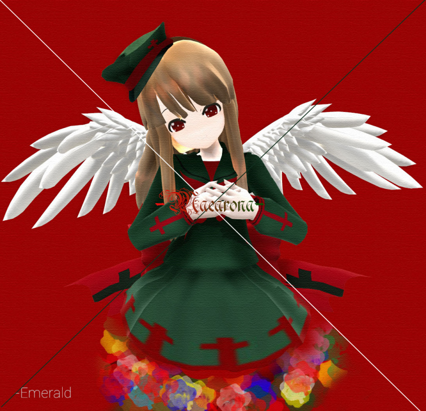 3d angel angel_wings artist_name character_name haiiro_teien hands_together hat macarona mikumikudance solo wings