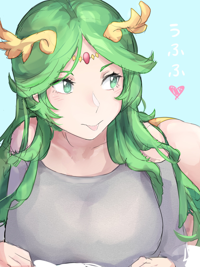 1girl absurdres ass breasts green_eyes green_hair highres jackii jewelry kid_icarus kid_icarus_uprising long_hair necklace palutena panties smile solo tiara underwear very_long_hair