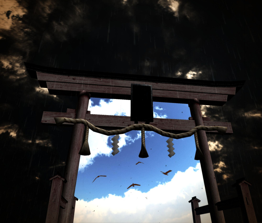 3d bird crow highres mikumikudance oyasiro35 rain storm_cloud