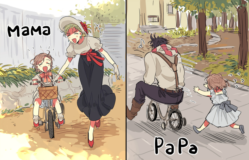 brown_hair family jojo_no_kimyou_na_bouken joseph_joestar_(young) kuujou_holly mapi_(mup1228) suzi_quatro tricycle