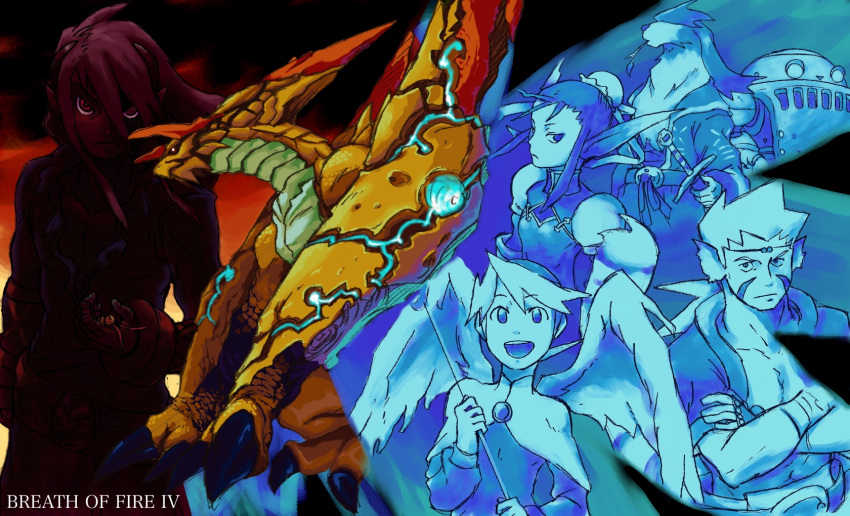 breath_of_fire breath_of_fire_iv degarashi_(ponkotsu) dragon fou-lu highres multiple_boys multiple_girls