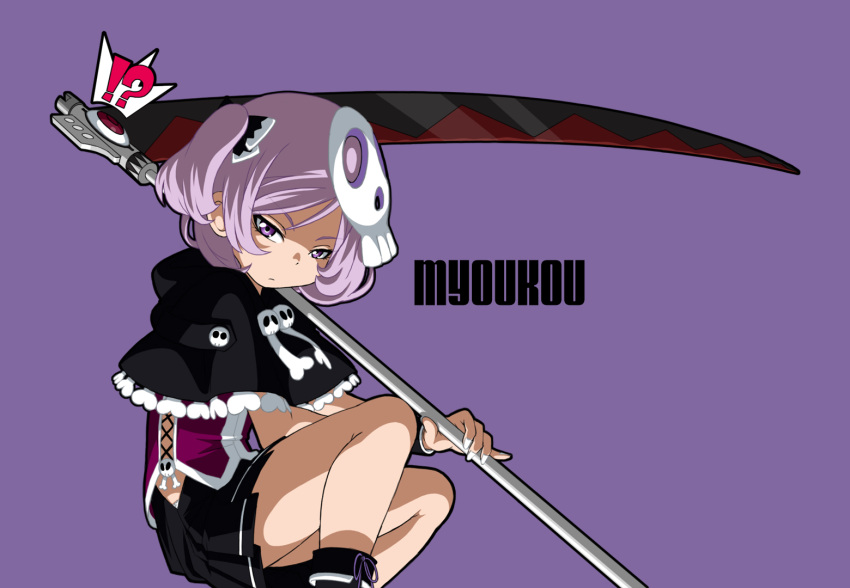 1girl alternate_costume aoki_hagane_no_arpeggio kamo_3 mask myoukou_(aoki_hagane_no_arpeggio) no_eyepatch purple_hair scythe short_hair skull soul_eater soul_eater_(character) violet_eyes