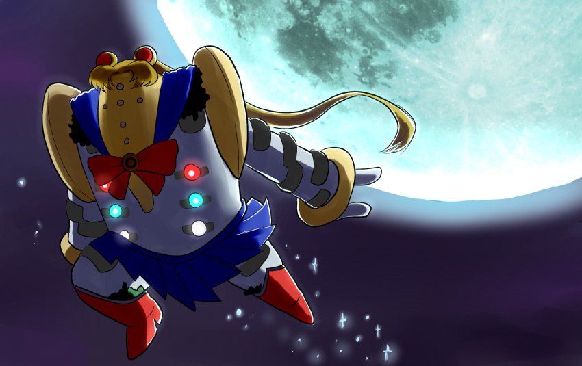 bishoujo_senshi_sailor_moon blue_skirt glowing highres moon no_humans pokemon red_legwear regigigas regigigass sailor_moon_(cosplay) skirt