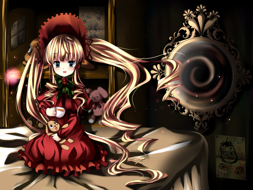 blue_eyes bow dress highres kunkun long_hair rozen_maiden shinku twintails