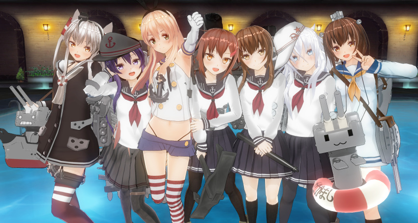 3d 6+girls amatsukaze_(kantai_collection) hibiki_(kantai_collection) highres ikazuchi_(kantai_collection) inazuma_(kantai_collection) kantai_collection mikumikudance multiple_girls rensouhou-chan rensouhou-kun shimakaze_(kantai_collection) sumxsum03 yukikaze_(kantai_collection)