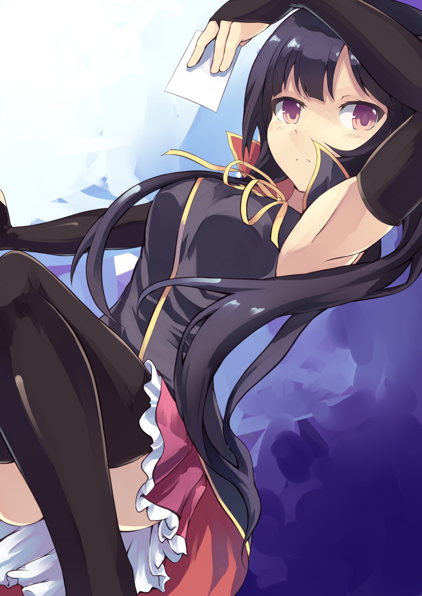 1girl absurdres armpits clammy_zell elbow_gloves gloves highres long_hair multiple_girls no_game_no_life nomalandnomal thigh-highs violet_eyes