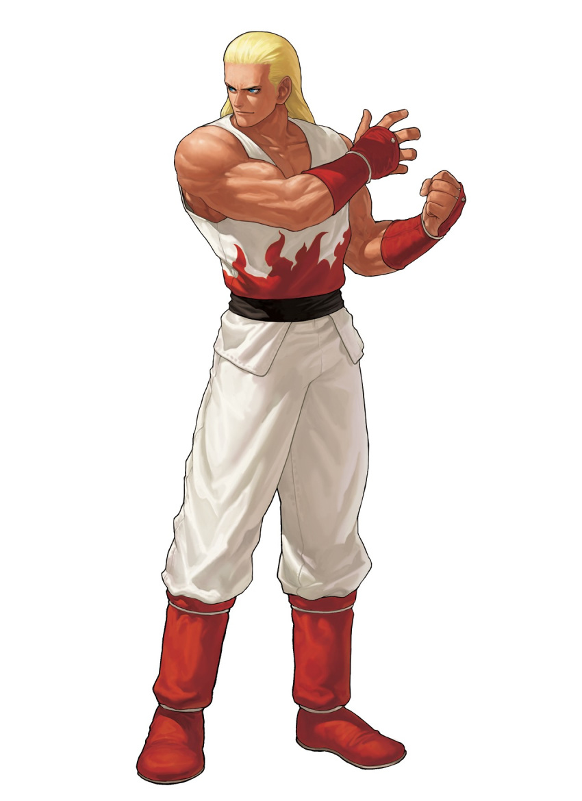 blonde_hair blue_eyes eisuke_ogura highres king_of_fighters king_of_fighters_xii kof_12 male muscle official_art ogura_eisuke snk wrist_guards