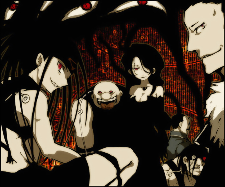 androgynous darkness envy fullmetal_alchemist gluttony greed homunculus king_bradley lust red_eyes sloth wrath