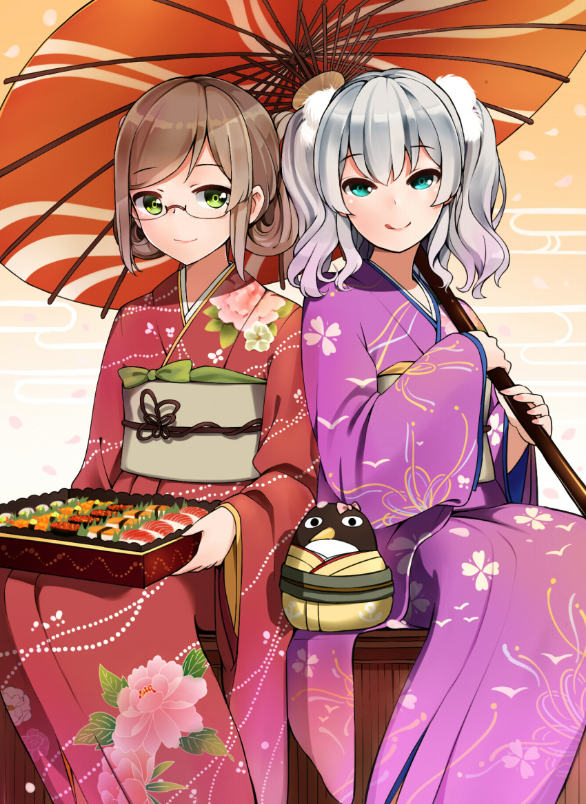 2girls highres japanese_clothes kantai_collection kashima_(kantai_collection) katori_(kantai_collection) kimono multiple_girls new_year yamano_(yamanoh)