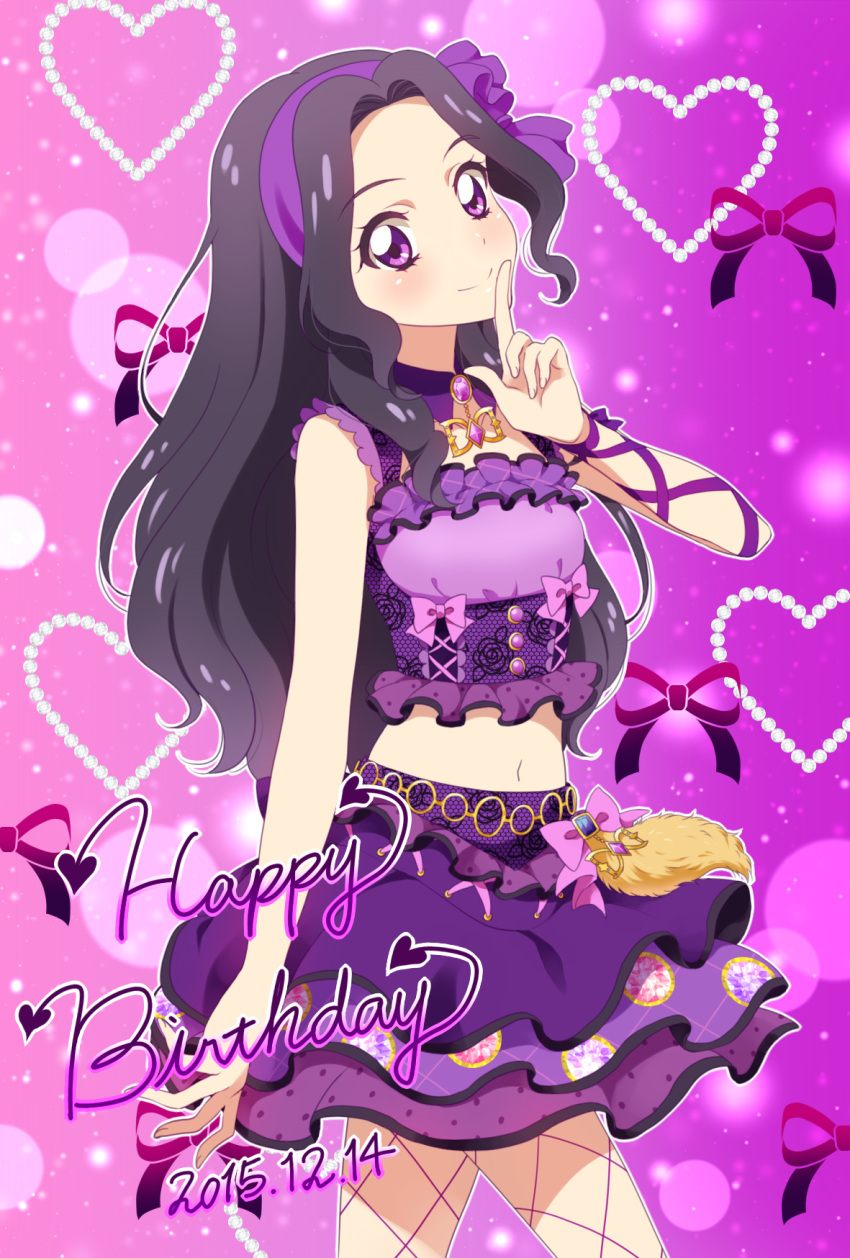 aikatsu! birthday blush dress long_hair purple_eyes shirakaba_rika smile violet_hair