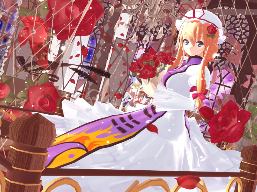 1girl 3d dress flower flower_on_head highres kurogoma_(glassesgurasan) mikumikudance solo touhou