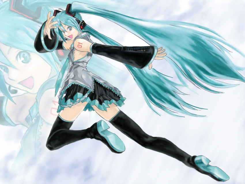 detached_sleeves hatsune_miku twintails vocaloid zoom_layer