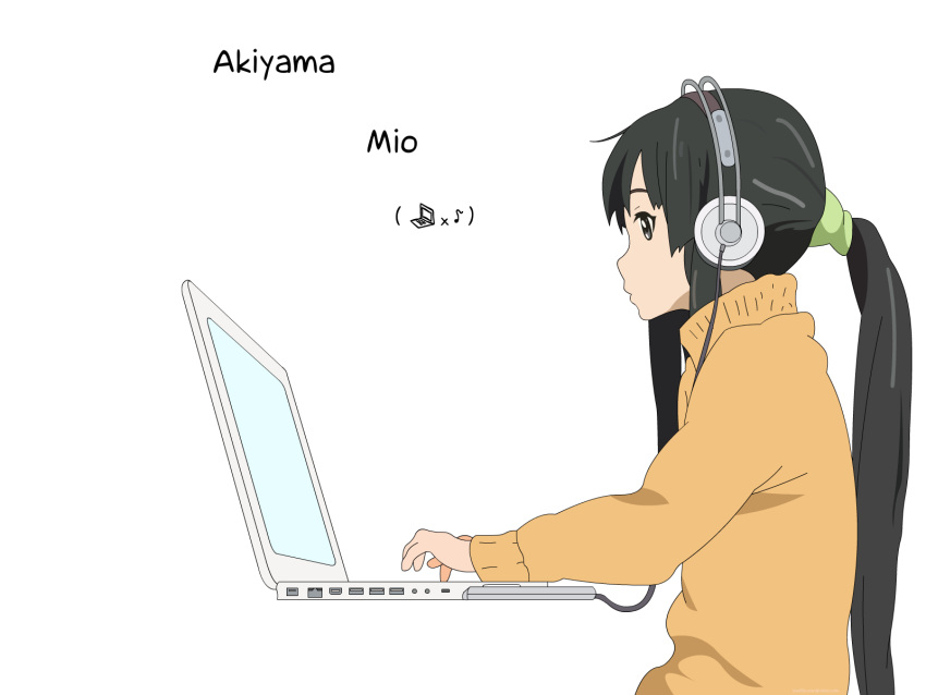 akiyama_mio computer headphones k-on! laptop transparent