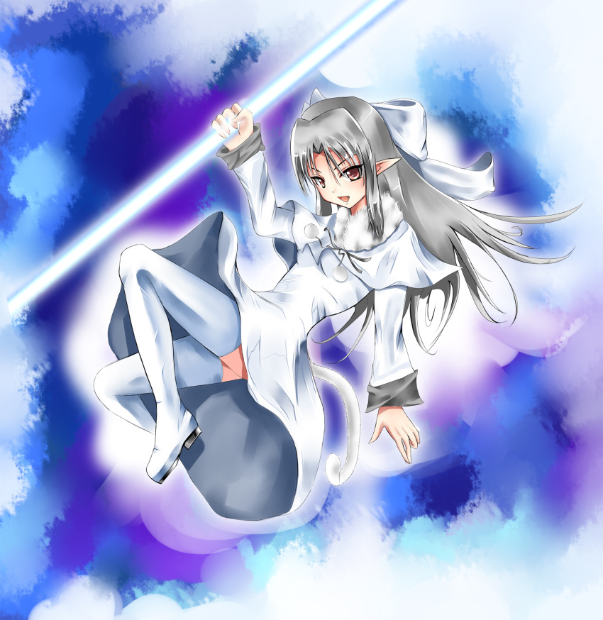 demonk highres melty_blood pointy_ears thigh-highs thigh_boots thighhighs tsukihime white_len