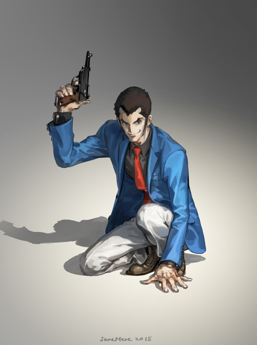 arsene_lupin_iii commentary_request gun handgun highres jane_mere lupin_iii walther walther_p38 weapon