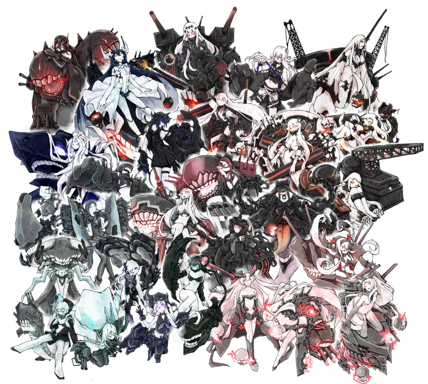 6+girls :d ahoge air_defense_hime aircraft_carrier_hime aircraft_carrier_water_oni airfield_hime anchorage_hime anchorage_water_oni aqua_eyes armored_aircraft_carrier_hime battleship_hime battleship_water_oni bikini black_bikini black_dress black_gloves black_hair bow cape chi-class_torpedo_cruiser claws destroyer_hime destroyer_water_oni detached_sleeves dress face_mask gloves glowing glowing_eyes gothic_lolita hachimaki hair_bow hair_ribbon hairband headband headgear highres hood hooded_jacket horn horns isolated_island_oni jacket kantai_collection light_cruiser_hime lolita_fashion lolita_hairband long_hair looking_at_viewer machinery mask midway_hime mittens multiple_girls navel ne-class_heavy_cruiser neko_miya northern_ocean_hime o-ring_top open_mouth orange_eyes re-class_battleship red_eyes ri-class_heavy_cruiser ribbon ru-class_battleship seaplane_tender_hime seaport_hime seaport_water_oni shinkaisei-kan short_hair smile southern_ocean_war_hime submarine_hime swimsuit ta-class_battleship tsu-class_light_cruiser turret violet_eyes white_dress white_hair white_skin wo-class_aircraft_carrier