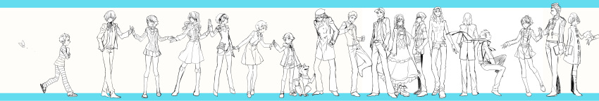 6+boys 6+girls absurdres aegis aegis_(persona) amada_ken android aragaki_shinjirou arisato_minato baseball_cap beanie belt book butterfly carnival_phantasm dog dress elevator_attendant elizabeth_(persona) everyone female_protagonist_(persona_3) glasses gothic_lolita gun hair_over_one_eye hat headphones highres holding_hands ikutsuki_shuuji iori_junpei kirijou_mitsuru koromaru kuroemon lolita_fashion long_hair long_image mochizuki_ryouji multiple_boys multiple_girls no_shirt parody partially_colored persona persona_3 persona_3_portable pharos sakaki_takaya sanada_akihiko scarf school_uniform shirato_jin short_hair shorts sketch skirt smile suspenders takeba_yukari teodor weapon wide_image yamagishi_fuuka yoshino_chidori yuuki_makoto