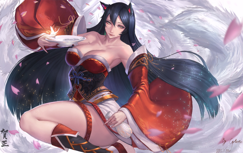 ahri breasts cleavage gtunver highres league_of_legends