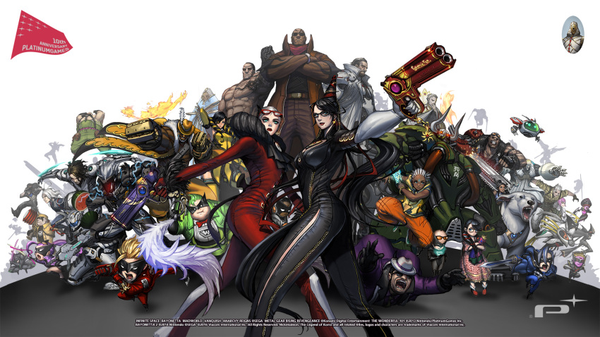 bayonetta bayonetta_(character) bayonetta_2 character_request company_connection crossover english highres infinite_space madworld max_anarchy metal_gear_(series) metal_gear_rising:_revengeance official_art the_wonderful_101 vanquish wallpaper