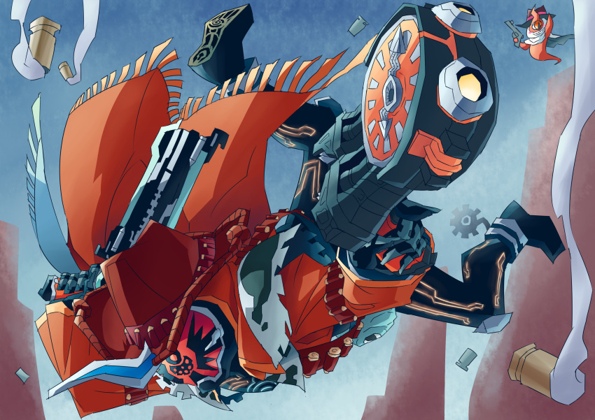 1boy absurdres billy_the_kid_damashii gun highres kamen_rider kamen_rider_ghost kamen_rider_ghost_(series) male otokamu weapon yurusen