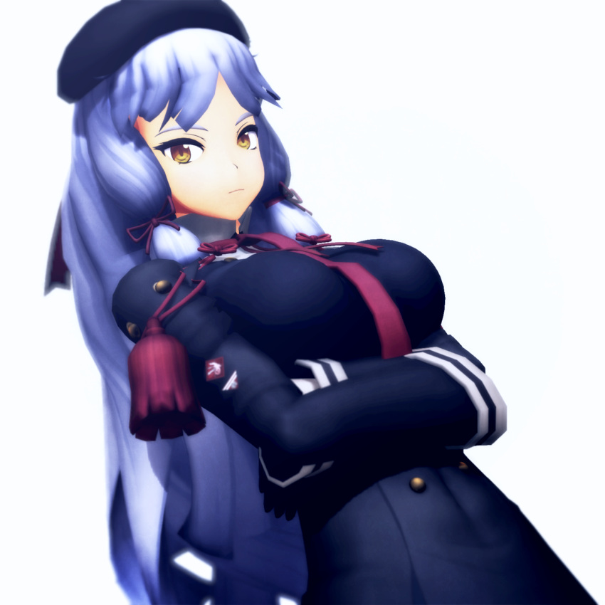 1girl 3d breast_hold breasts hat highres kantai_collection large_breasts long_hair looking_at_viewer mikumikudance