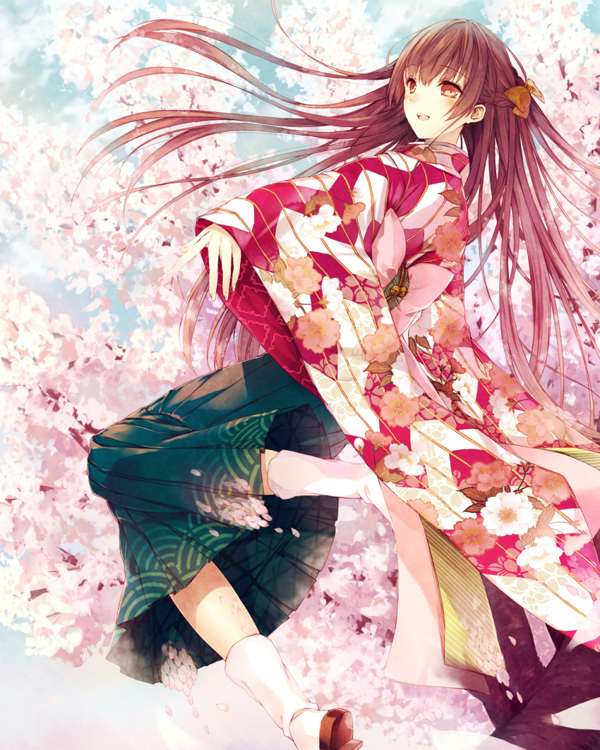 1girl highres japanese_clothes kimono looking_at_viewer obi original saijou_yukina sash solo
