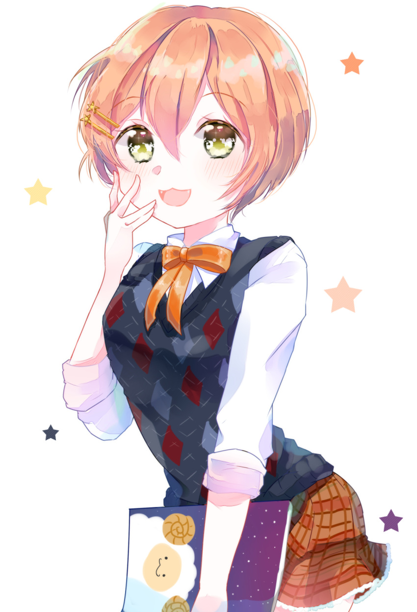 blush green_eyes hoshizora_rin love_live!_school_idol_project orange_hair seifuku short_hair smile