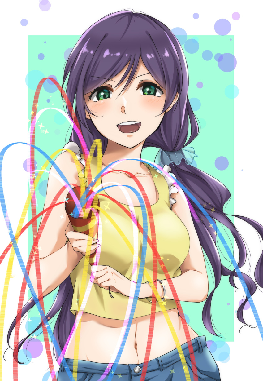 blush green_eyes jacket long_hair love_live!_school_idol_project low_twintails smile toujou_nozomi twintails violet_hair