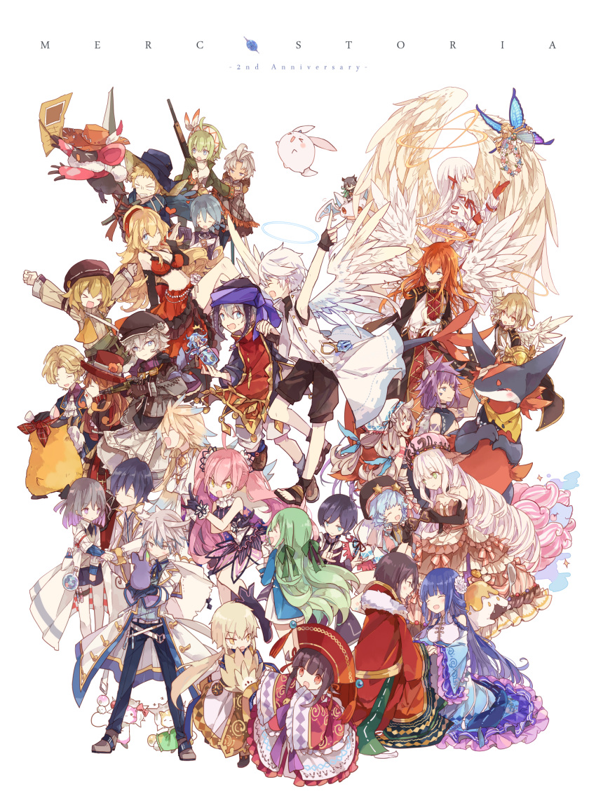 &gt;_&lt; /\/\/\ 6+boys 6+girls :d :o ;o ^_^ ^o^ angel angel_wings animal bangs black_gloves blue_hair blunt_bangs blush bottle breasts butterfly_wings buttons capelet cleavage closed_eyes cowboy_hat creature crown dress drill_hair fairy fedora fingerless_gloves frilled_dress frills full_body gloves gradient_hair green_hair gun halo hat head_tilt heart highres holding japanese_clothes light_smile long_hair looking_at_viewer looking_back looking_up merc_storia multicolored_hair multiple_boys multiple_girls one_eye_closed open_clothes open_mouth paper parted_lips phoenix0 pink_hair pointer ponytail rat red_eyes riding sack sandals short_hair shorts silver_hair smile star surprised sweatdrop text twintails unbuttoned v very_long_hair wavy_hair weapon wince wings xd