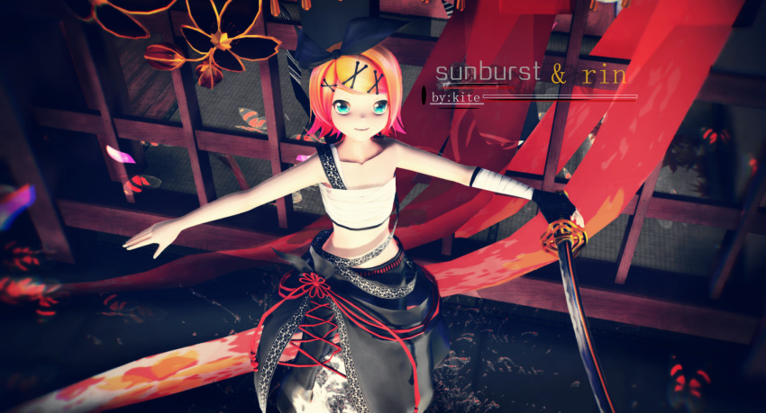 1girl english flat_chest highres looking_at_viewer mikumikudance solo sword vocaloid weapon
