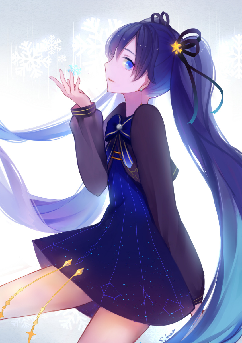 blue_eyes blue_hair blush hatsune_miku long_hair seifuku smile twintails vocaloid