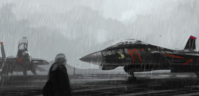 ace_combat ace_combat_5 aircraft airplane f-14_tomcat fighter_jet highres jet military military_vehicle mobius_(suicideloli) rain tagme vehicle